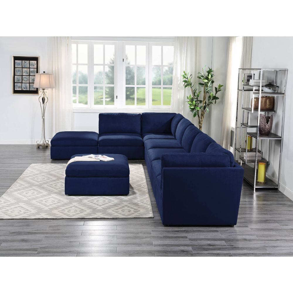 Crosby - Modular Armless Chair - Blue Fabric