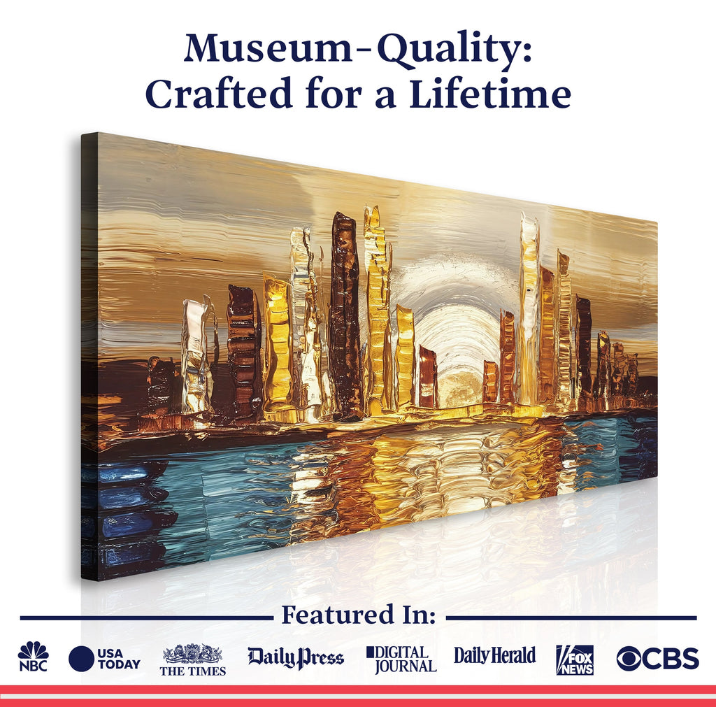 Golden Metropolis Abstract Impasto Wall Art