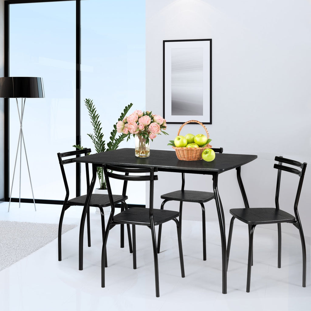5 Pieces Dining Table Set with 4 Chairs and Backrests