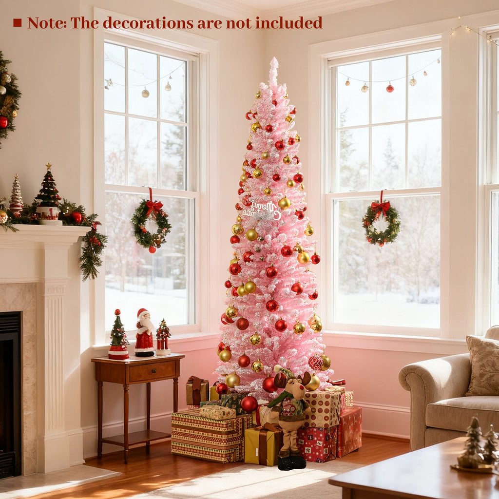6 FT Artificial Pink Christmas Tree with 460 Branch Tips for Holiday