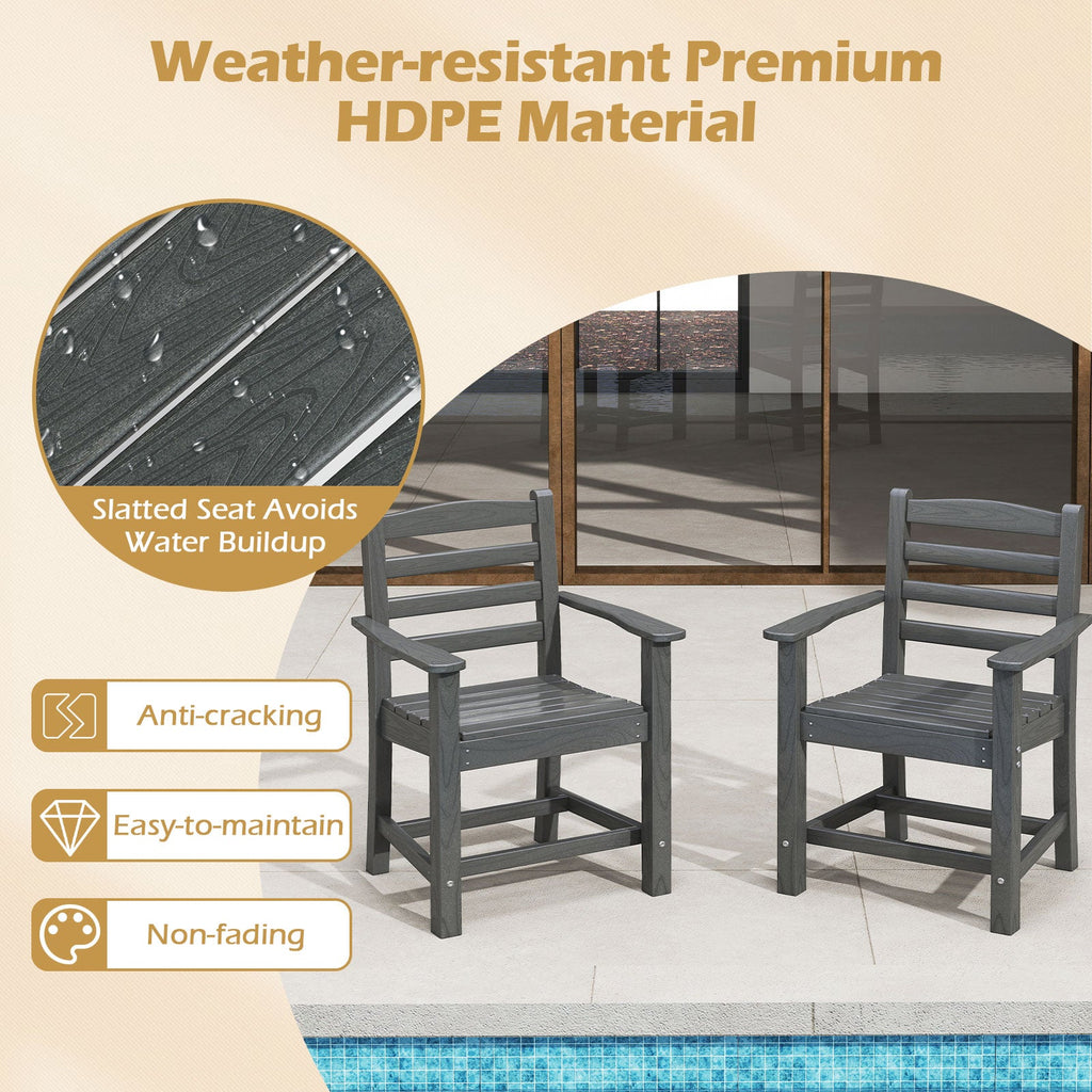 6 Pieces Patio Dining Bench Set Outdoor HDPE Weather Resistant Table and Chairs Set