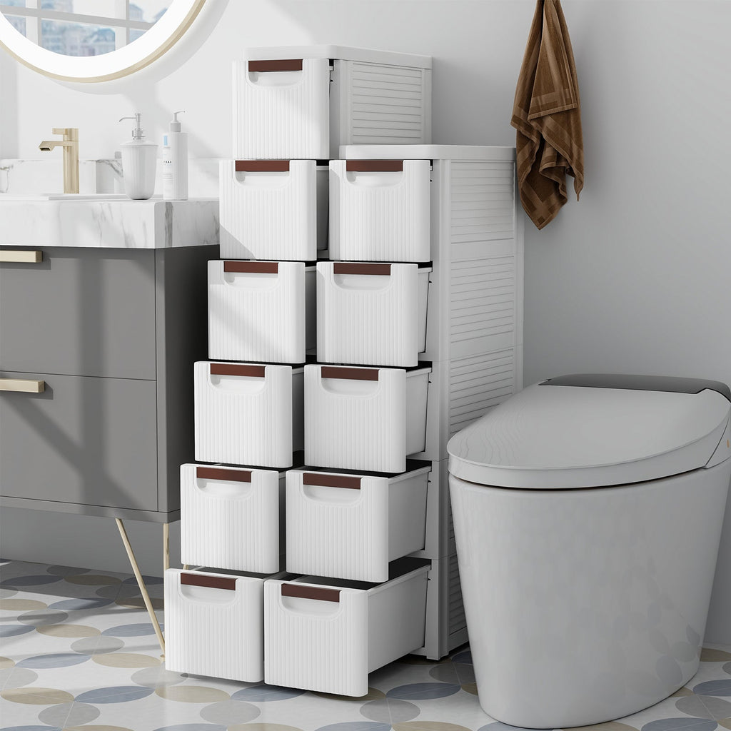 3/4/5/6-Drawer Rolling Organizer Unit Narrow Storage Cabinet with Built-In Wheels for Small Space-6-Drawer