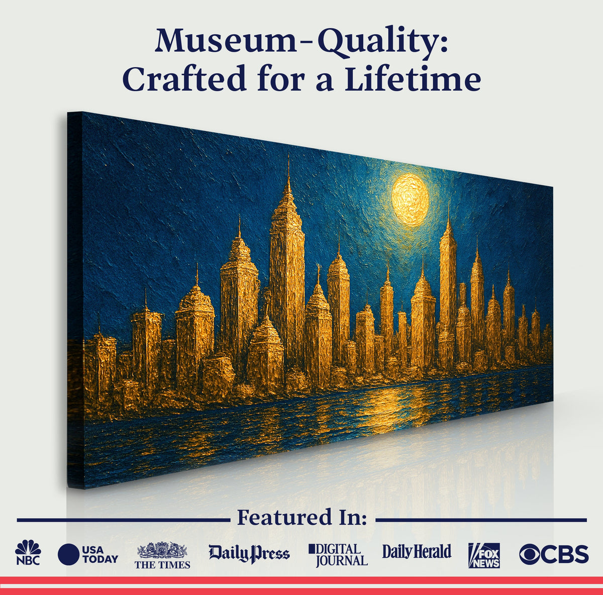 Golden Metropolis Cityscape Impasto Wall Art