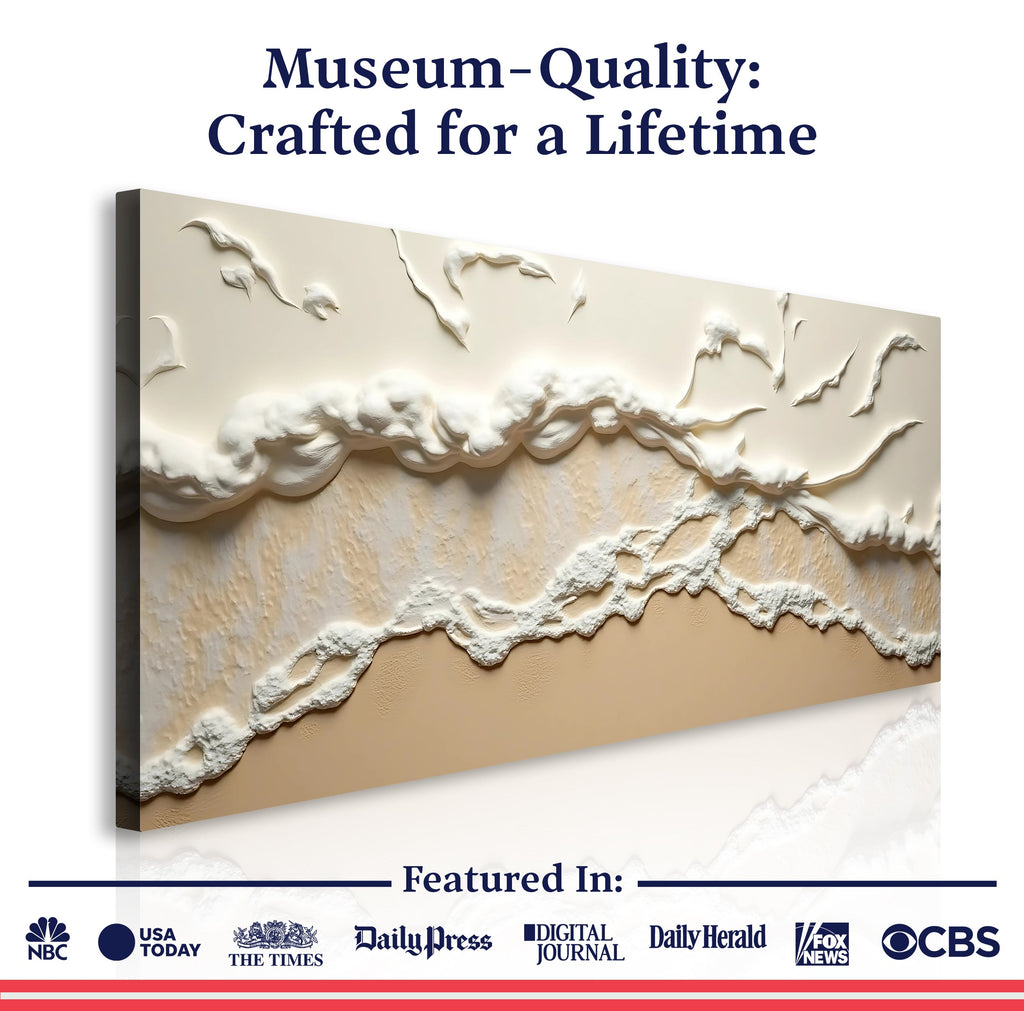 Beige Abstract Ocean Waves Wall Art