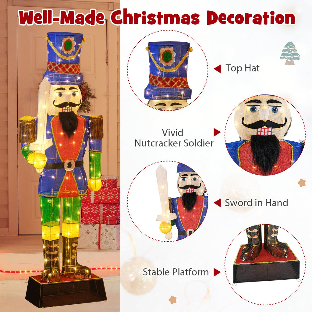 6 Feet Pre-Lit Nutcracker with Sword and 110 LED Lights