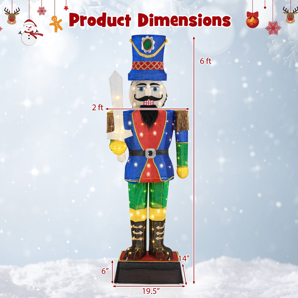 6 Feet Pre-Lit Nutcracker with Sword and 110 LED Lights