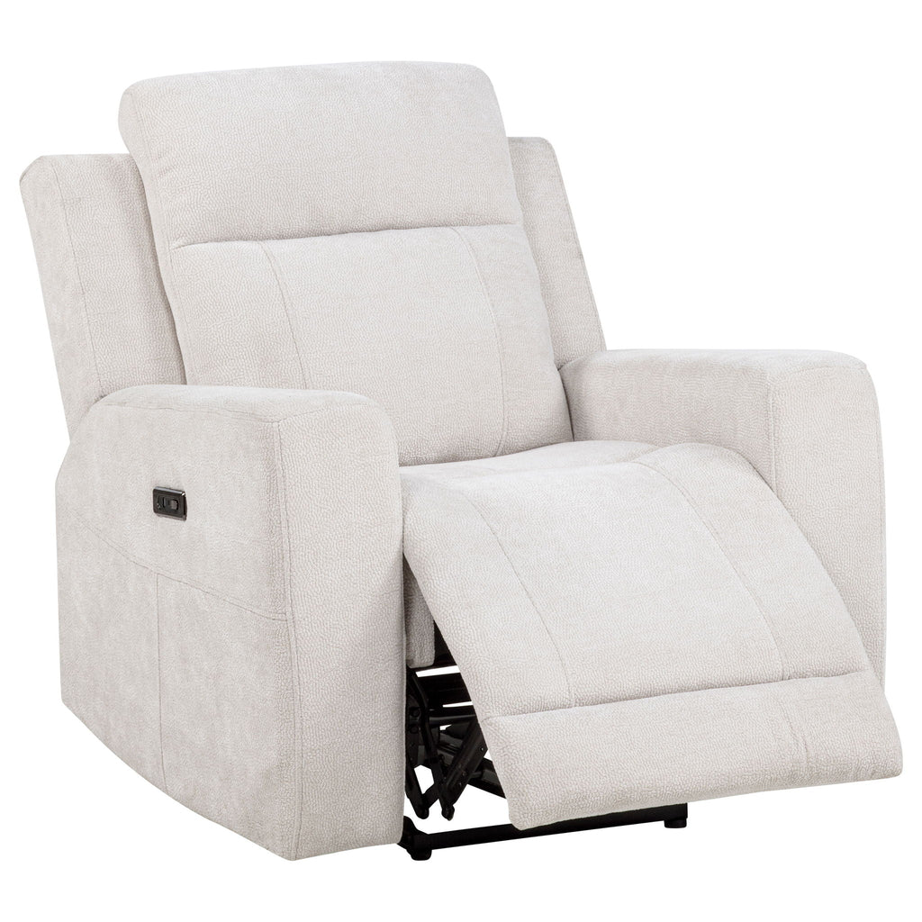 Kennett Chenille Upholstered Power Recliner Chair Ivory