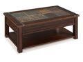 Roanoke - Rectangular Lift Top Cocktail Table (With Casters) - Cherry And Slate
