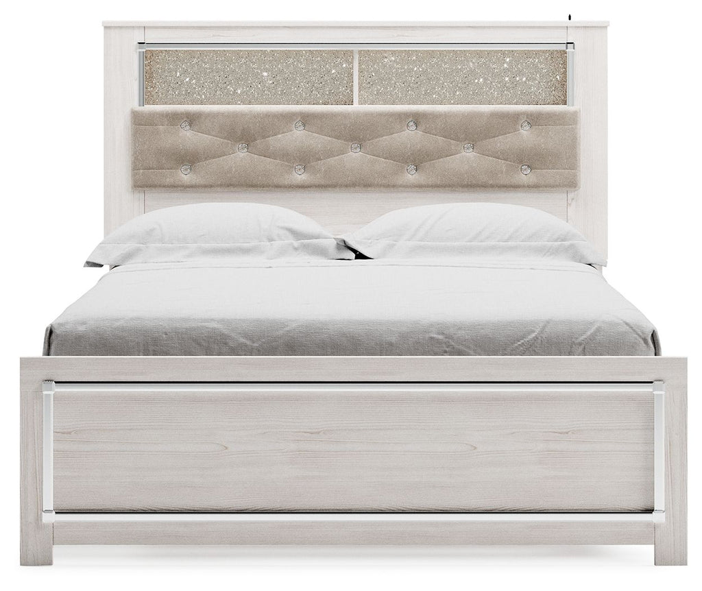 Altyra - Queen Panel Bookcase Bed With Roll Slats - White