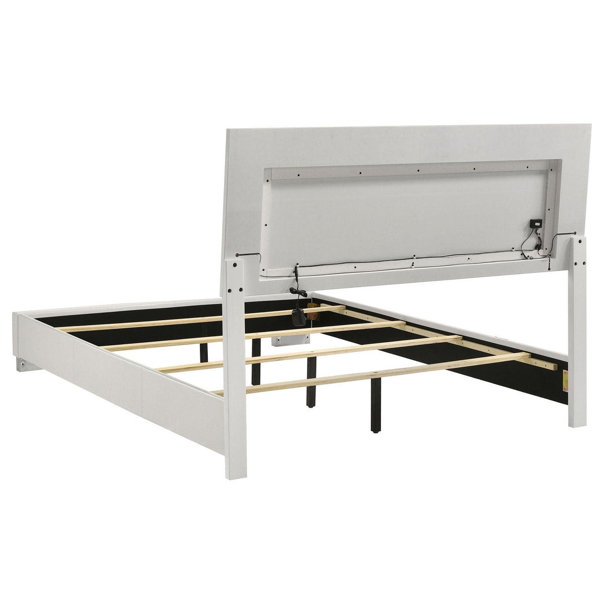 Felicity Wood Queen LED Panel Bed White High Gloss