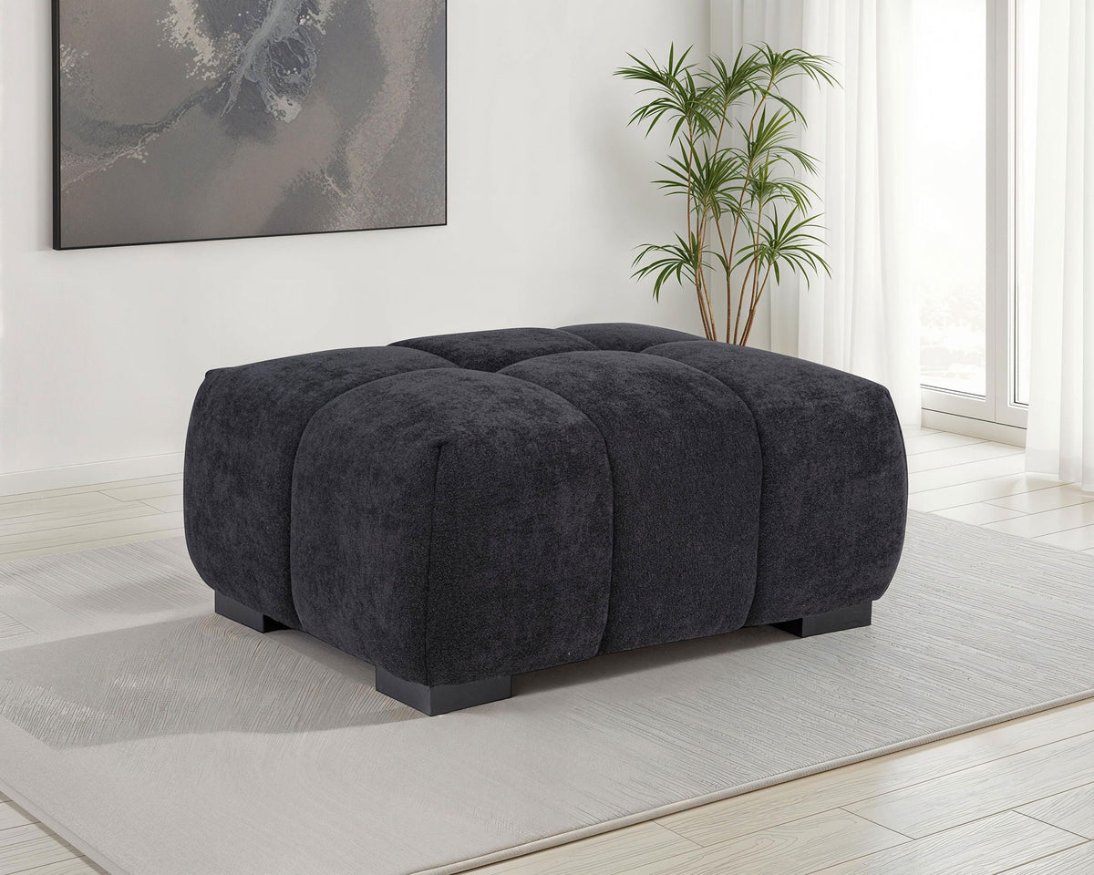 Octavia Upholstered Rectangular Ottoman Black