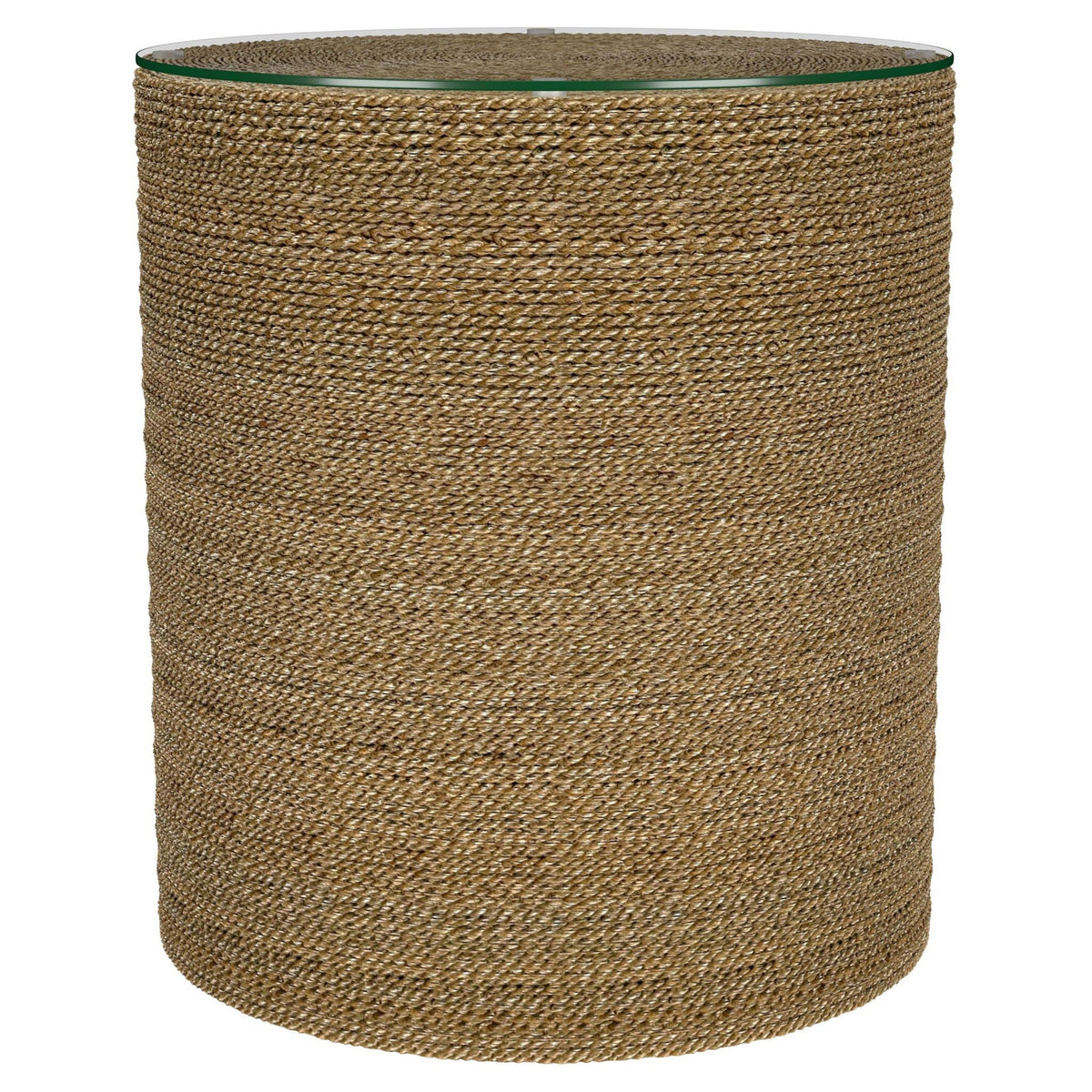 Halden Round Woven Seagrass Accent Side Table Light Brown