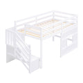 Loft Bed With Storage Staircase, Window & LED Light