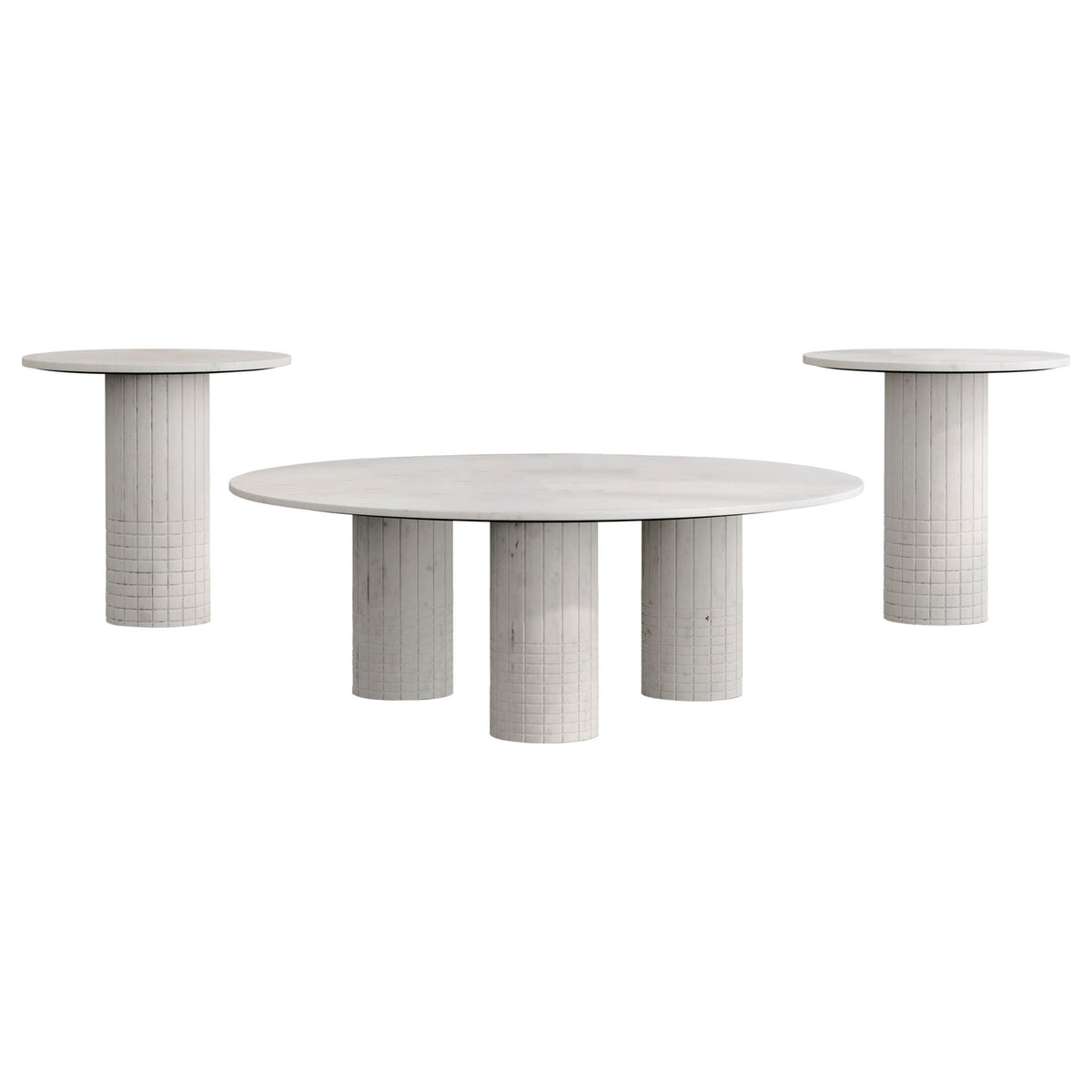 Astoria 3-piece Marble Coffee and End Table Set White