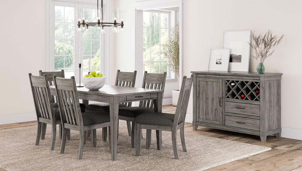 Rustic Dining Table 2 Storage Drawers And Leaf - Gray