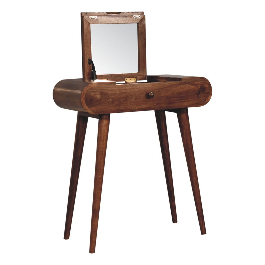 Mini Dressing Table With Foldable Mirror - Caramel