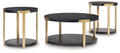 Shylore - Occasional Table Set (Set of 3) - Black / Brass Finish