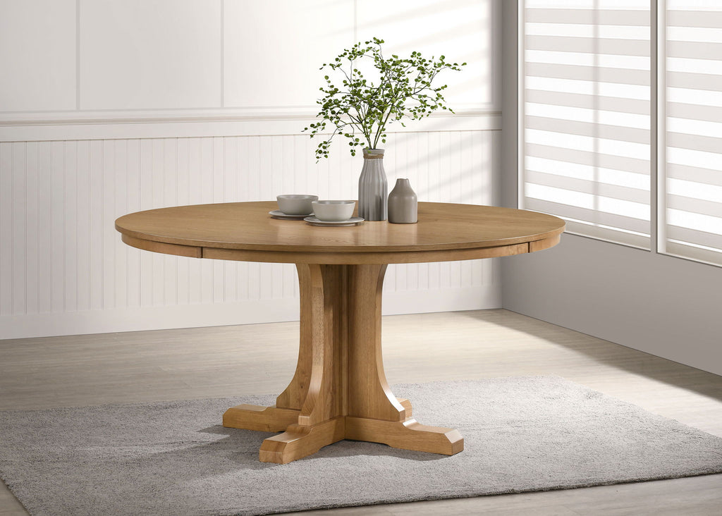 Hartville 60-inch Round Dining Table Natural Light Brown