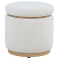 Remuda Boucle Upholstered Round Storage Ottoman Ivory