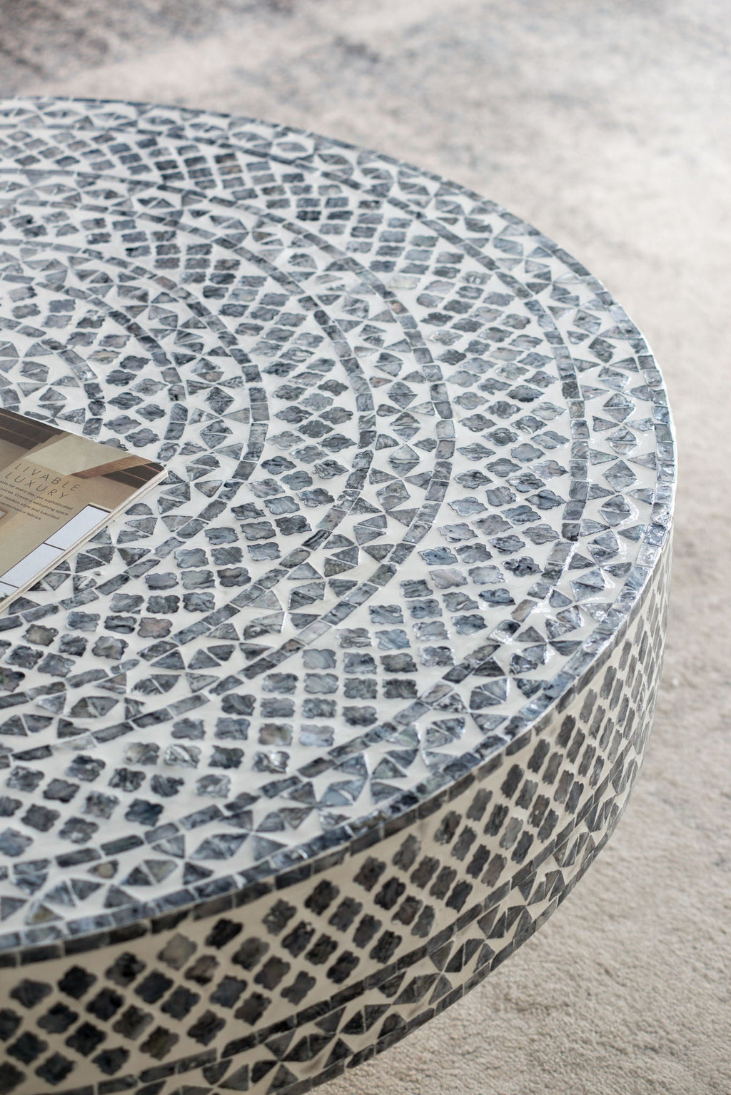 Unique Capiz Coffee Table & Pedestal Base
