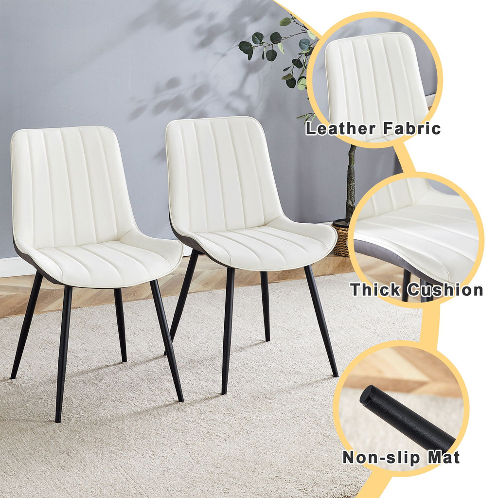 Modern Minimalist Dining Chair Set, Extended Seat Cushion