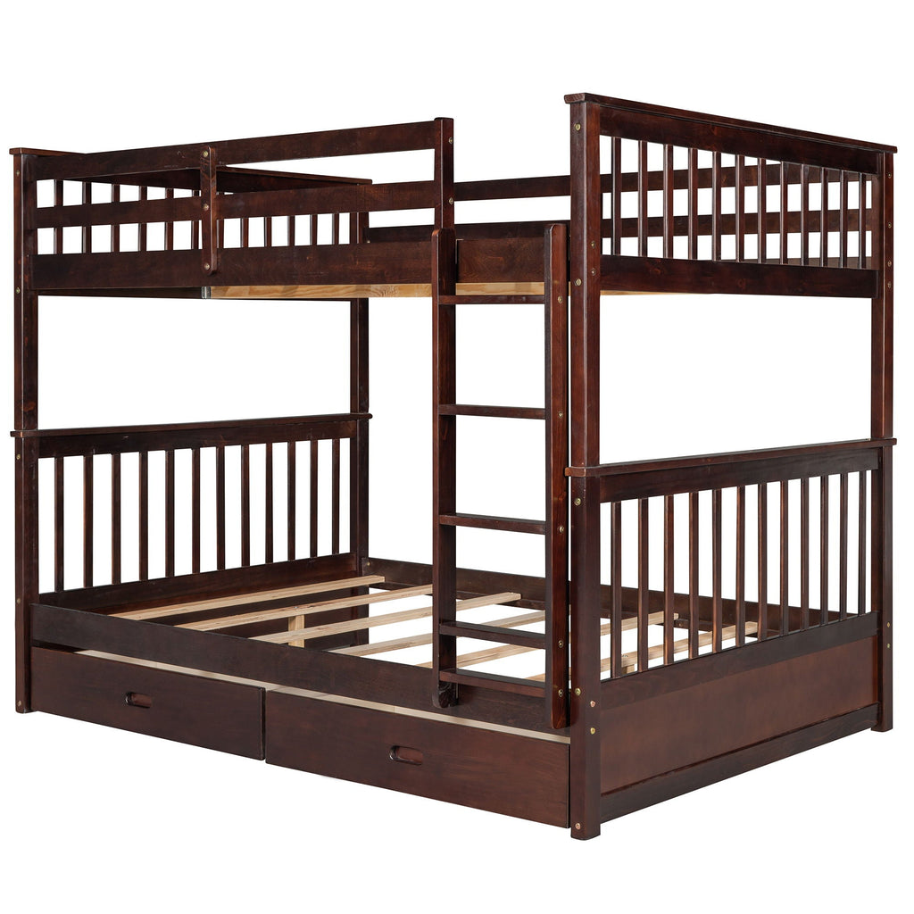 Bunk Bed With Ladders And 2 Storage Drawers