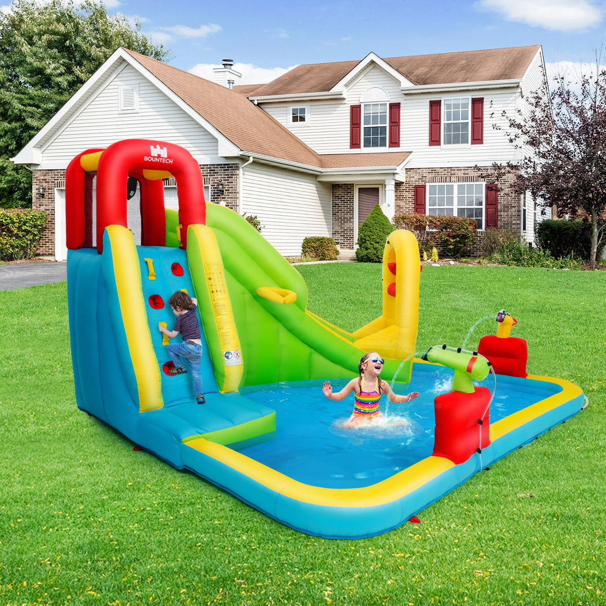 Inflatable Splash Jump Slide Water Bounce without Blower