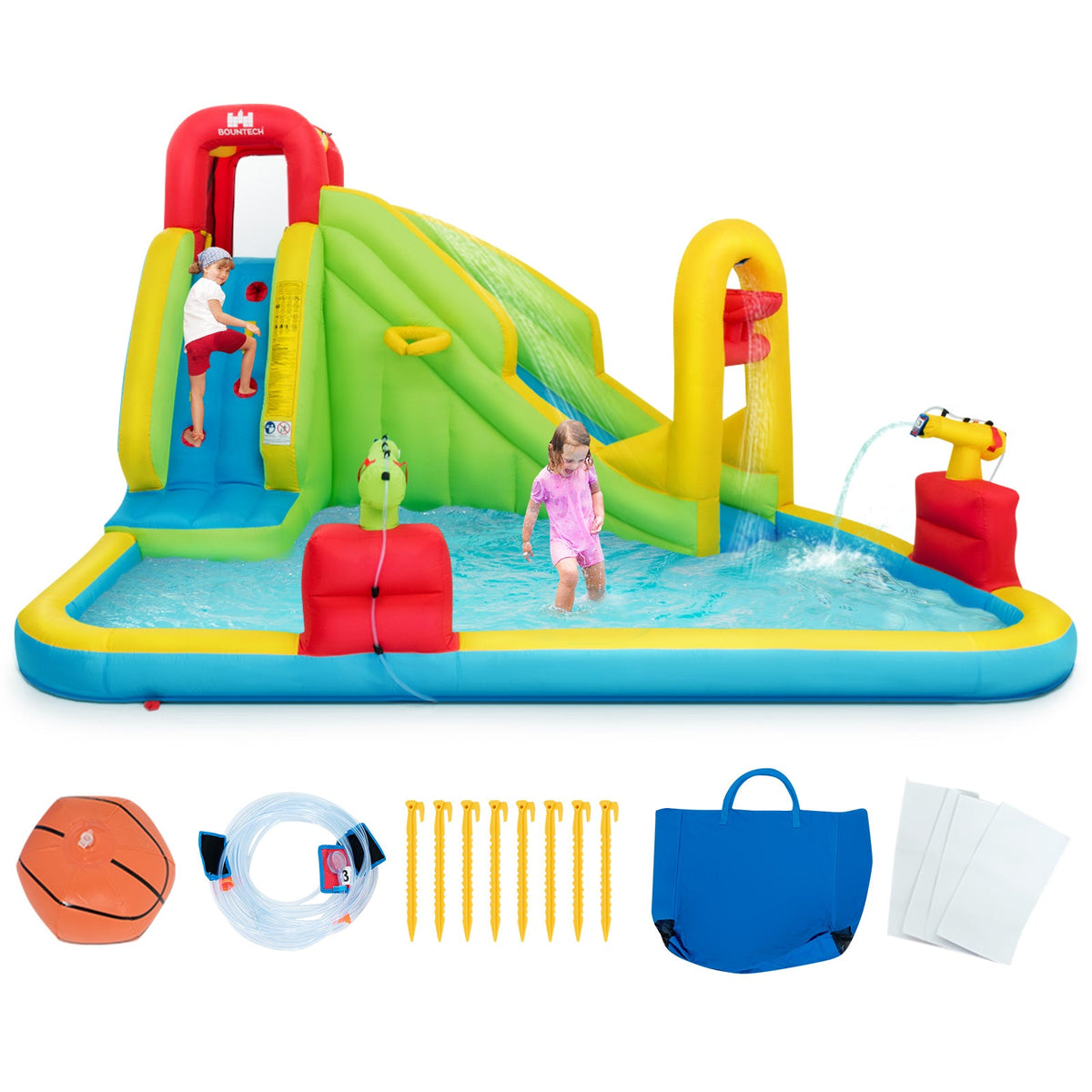 Inflatable Splash Jump Slide Water Bounce without Blower
