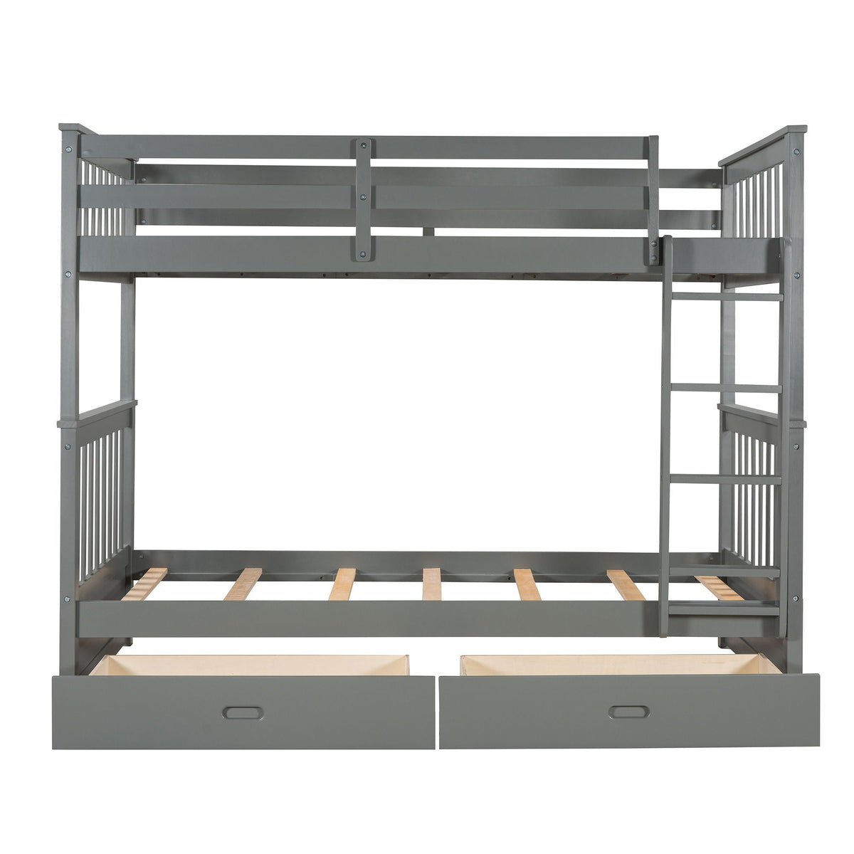 Bunk Bed With Ladders And 2 Storage Drawers