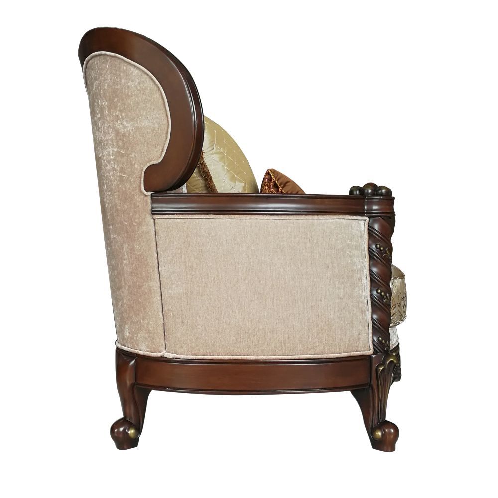 Devayne - Chair With 2 Pillows (Same Lv01584) - Pattern Fabric & Dark Walnut