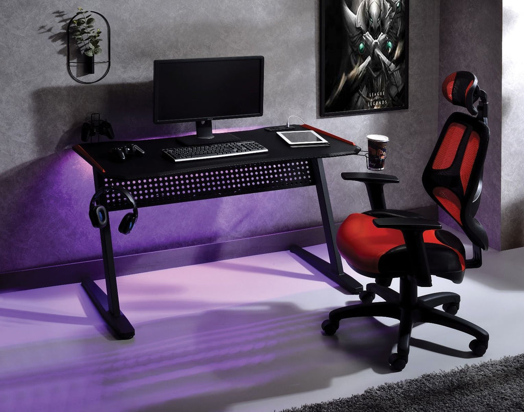 Dragi - Gaming Desk With USB - Black & Red