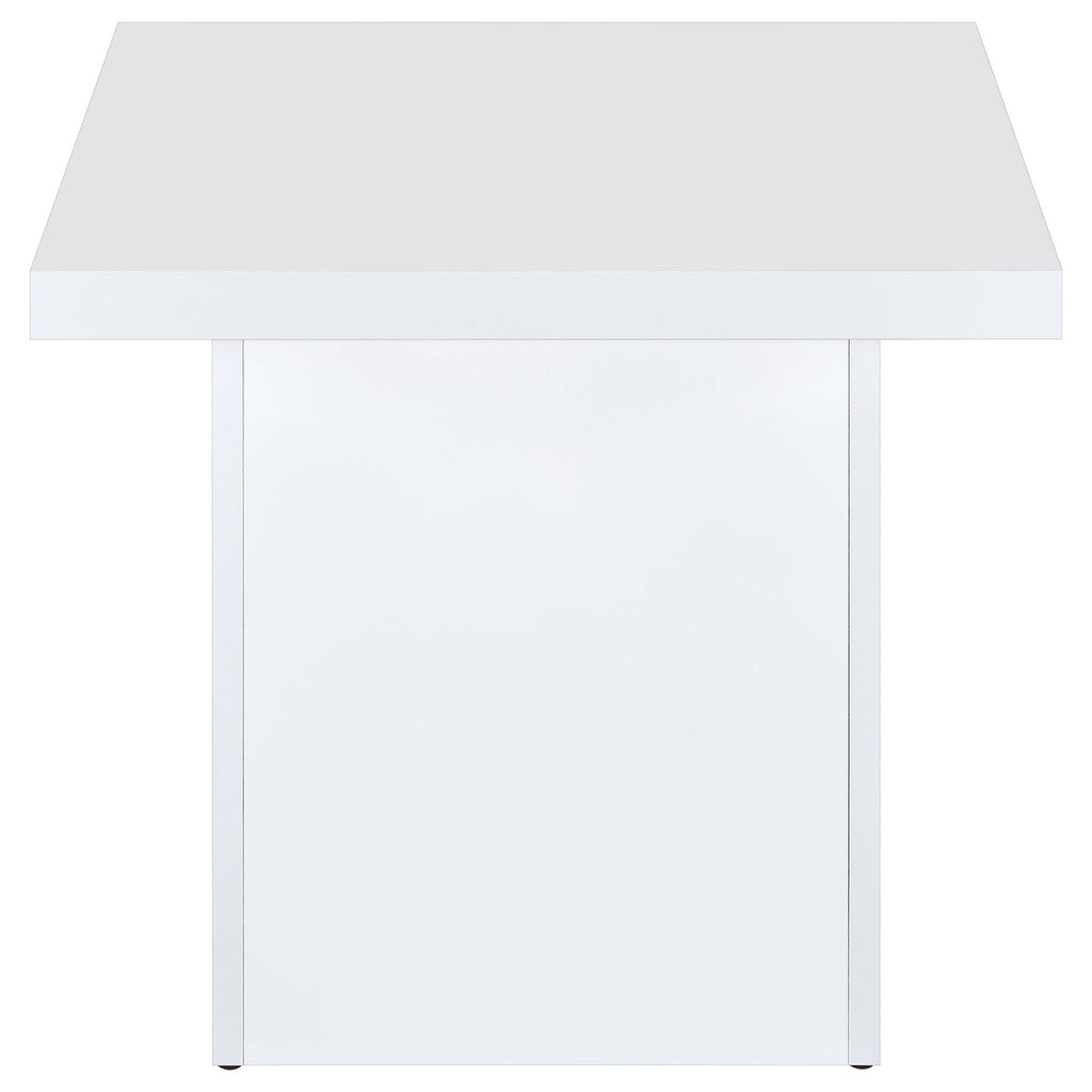 Devar Square Engineered Wood Side End Table White High Gloss