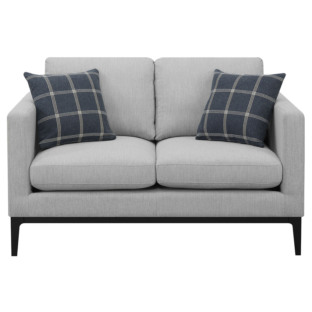 Apperson Upholstered Track Arm Loveseat Light Grey