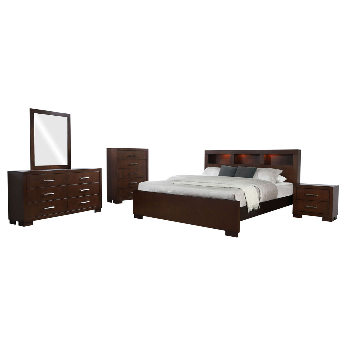 Jessica 5-piece Eastern King Bedroom Set Cappuccino