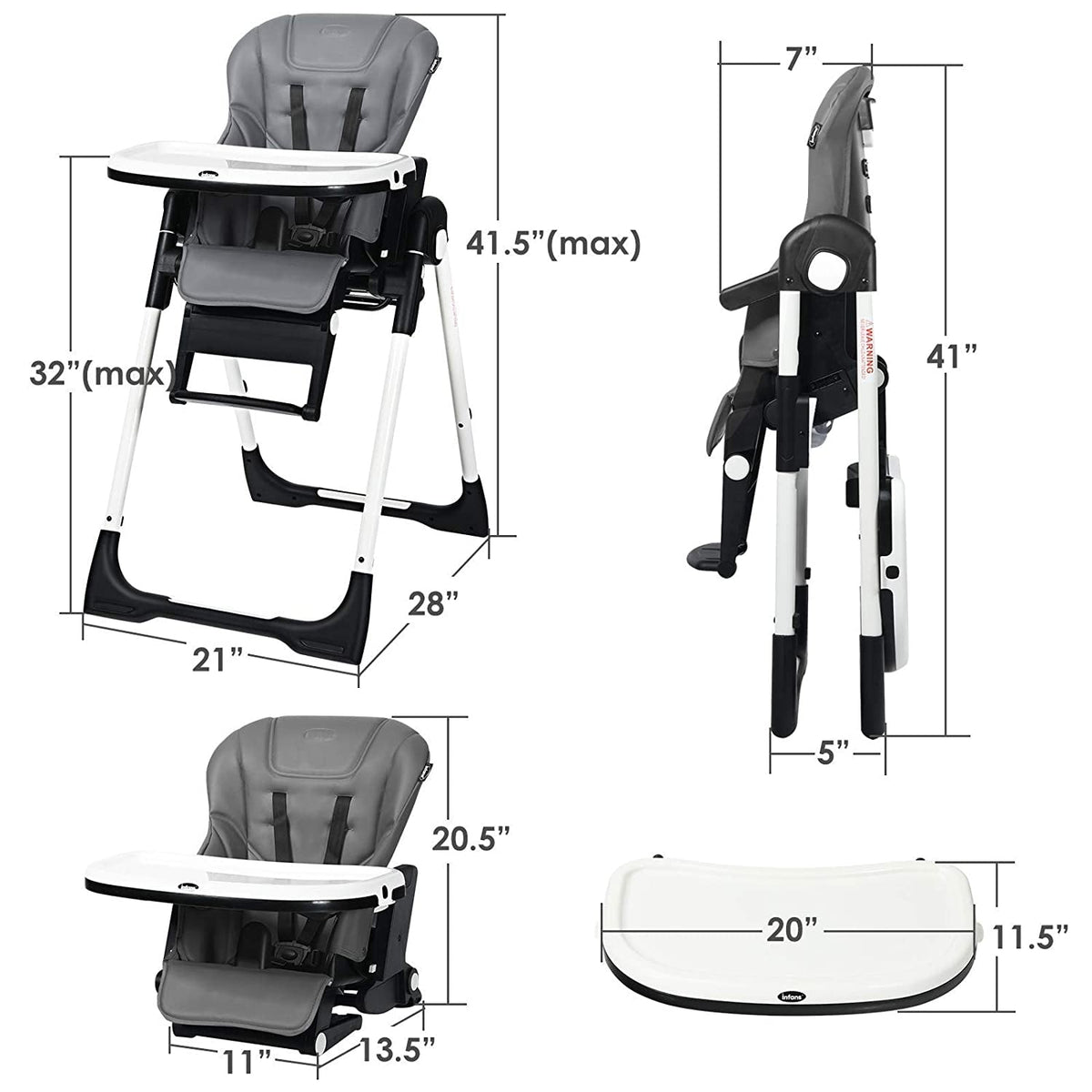 4-in-1 High Chair–Booster Seat with Adjustable Height and Recline
