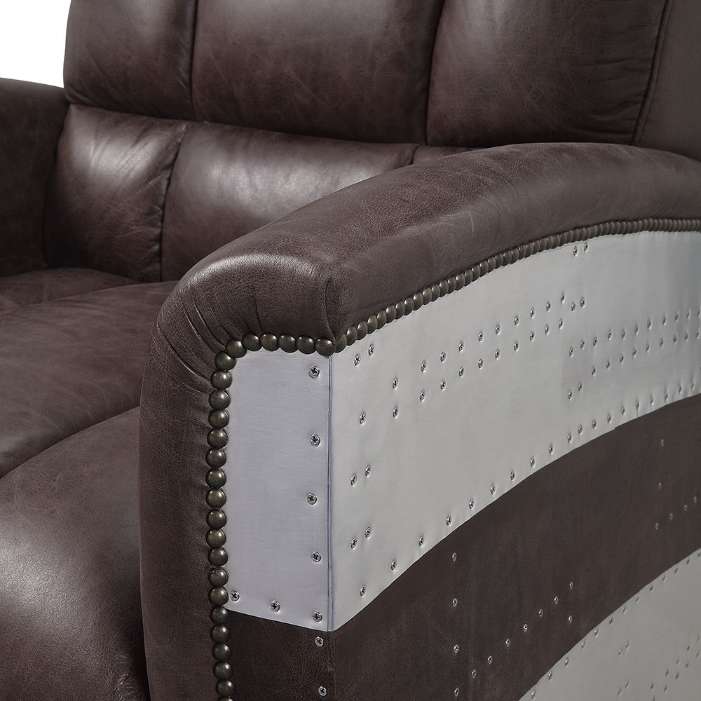 Brancaster - Accent Chair - Retro Brown Top Grain Leather & Aluminum