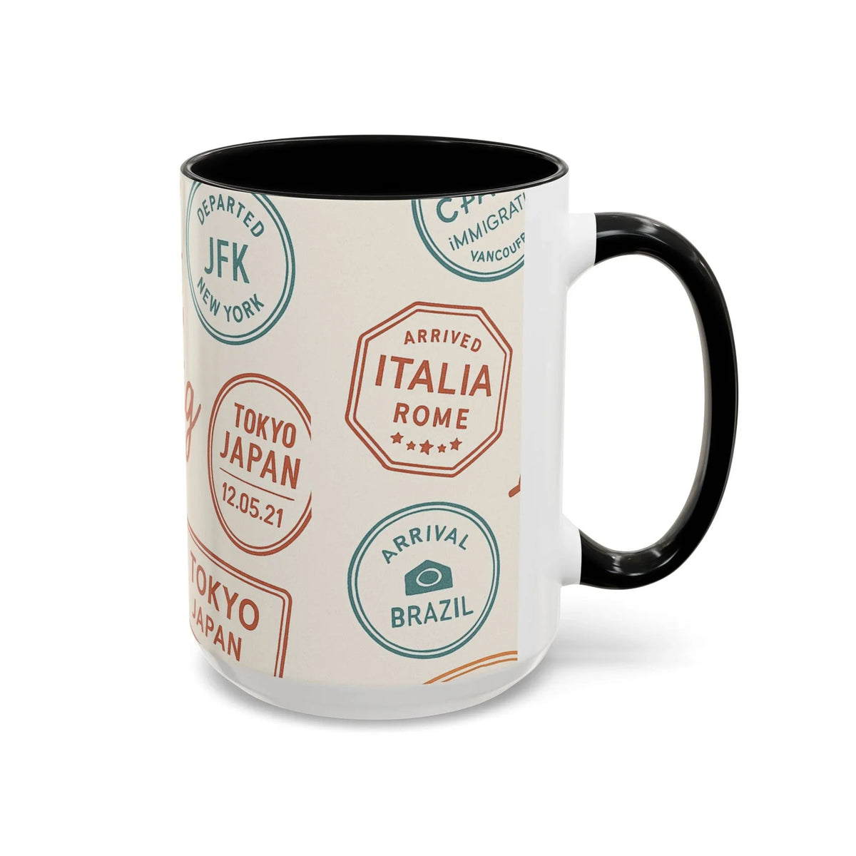 Pack Light, Live Big – Wanderlust Mug with Passport Stamp Collection