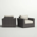 Outdoor Armchairs With Cushions (Set of 2) - Espresso / Gray