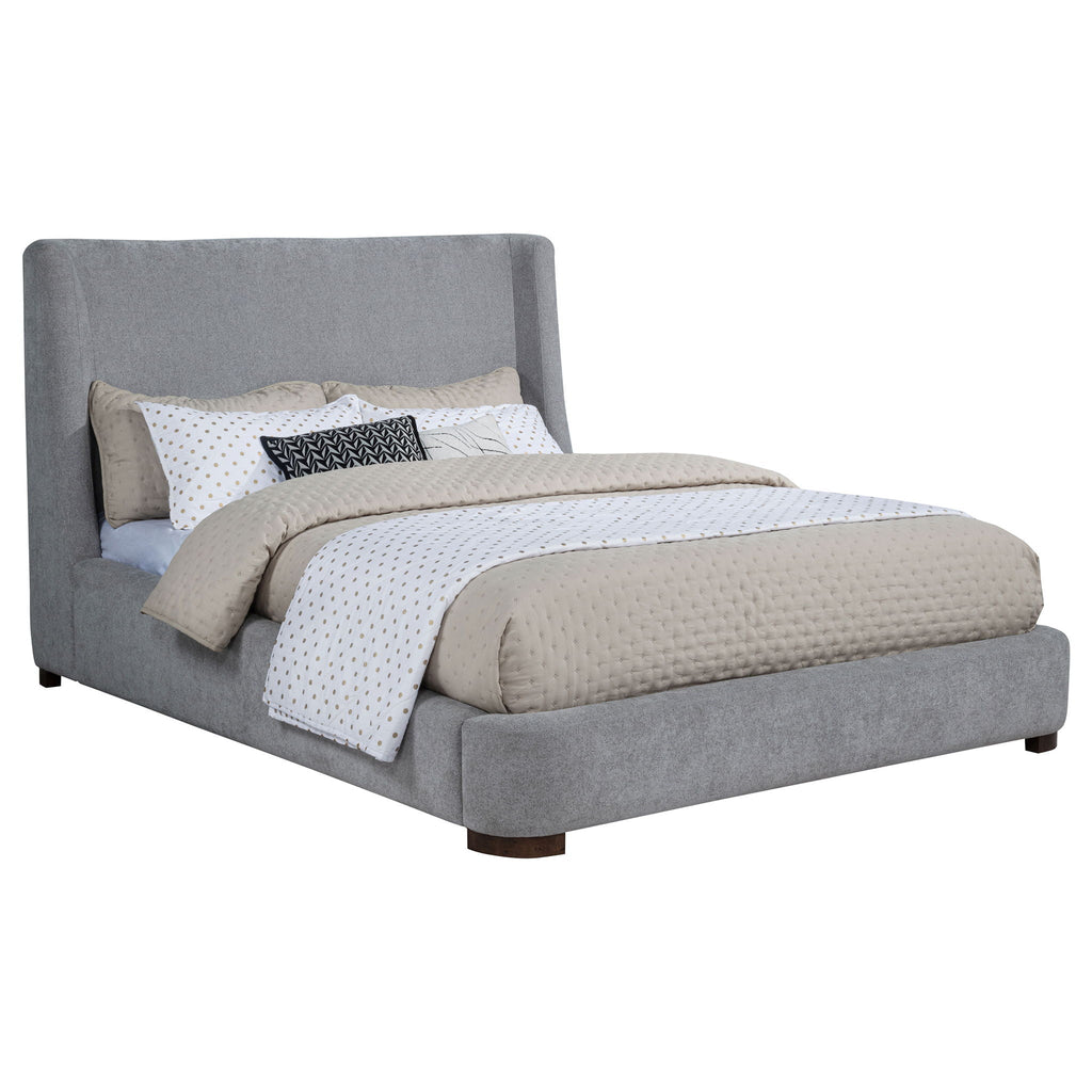 Rennes Upholstered Queen Wingback Platform Bed Grey