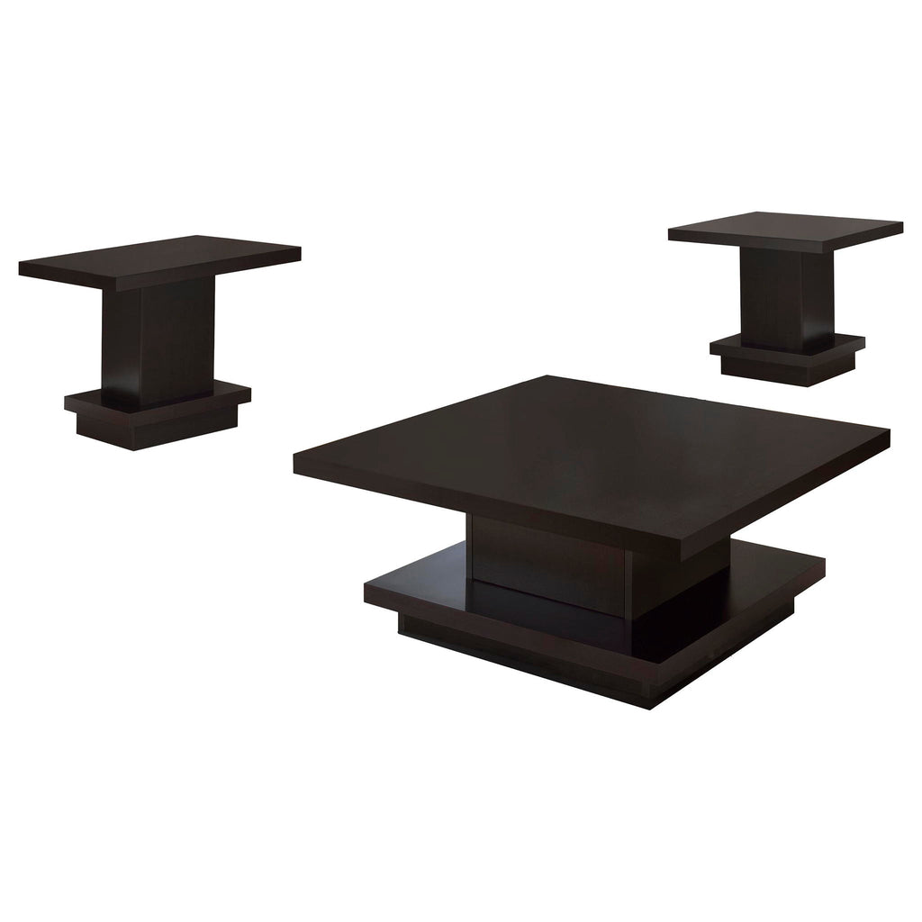 Reston 3-piece Square Coffee and End Table Set Cappuccino