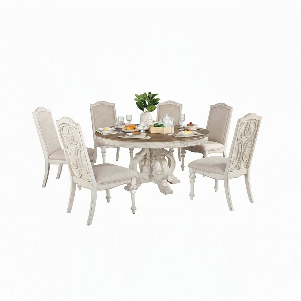 Elegant Dining Set Round Table And Side Chairs