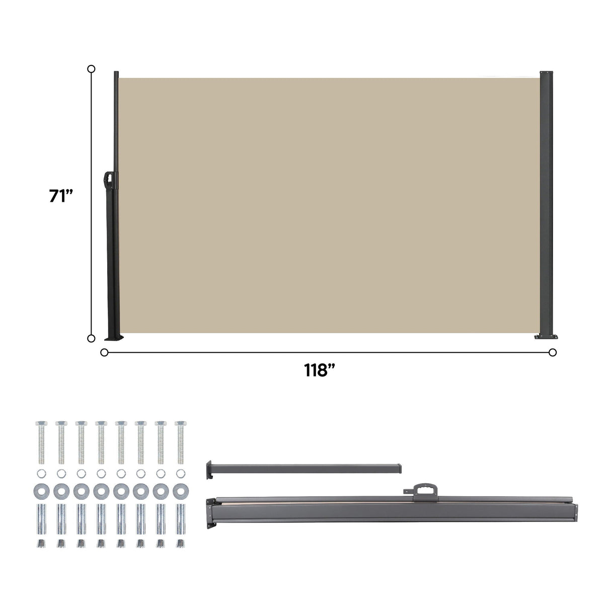 Retractable Side Awning, Waterproof And UV Resistant, Privacy Screen For Patio