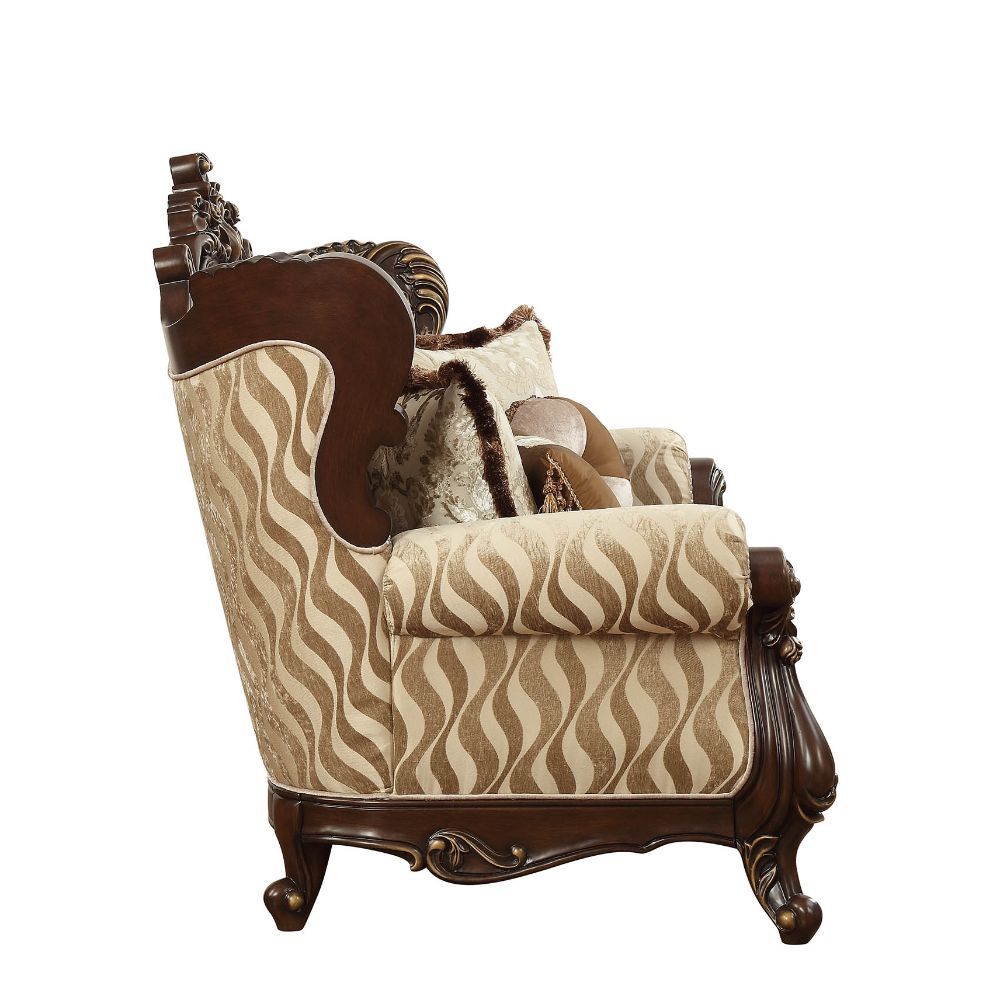 Shalisa - Loveseat With 5 Pillows (Same Lv01586) - Fabric & Walnut