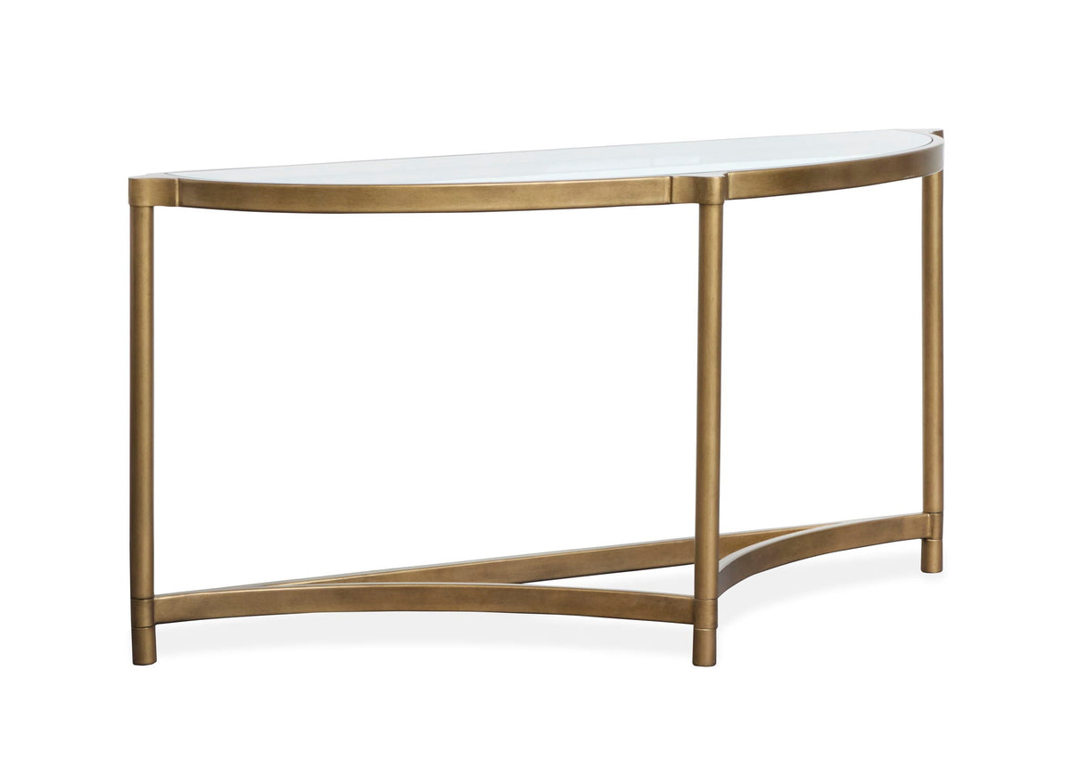 Cassidy - Demilune Sofa Table - Aged Brass And Volakas Classic