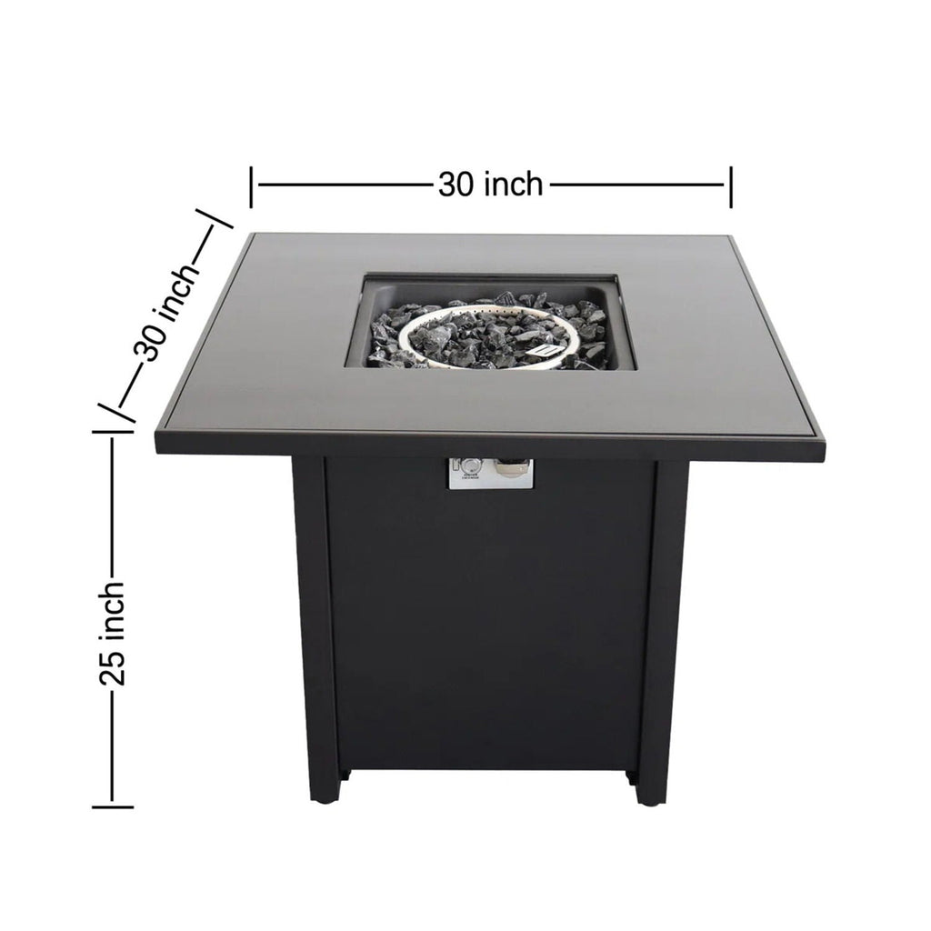 Powder Coated Fire Pit With Top - Black