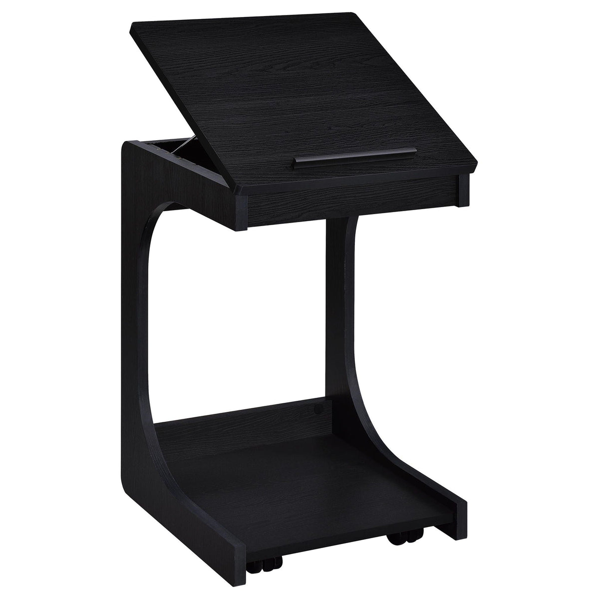 Ralston C-Shaped Lift-Top Sofa Side Table With Casters Black