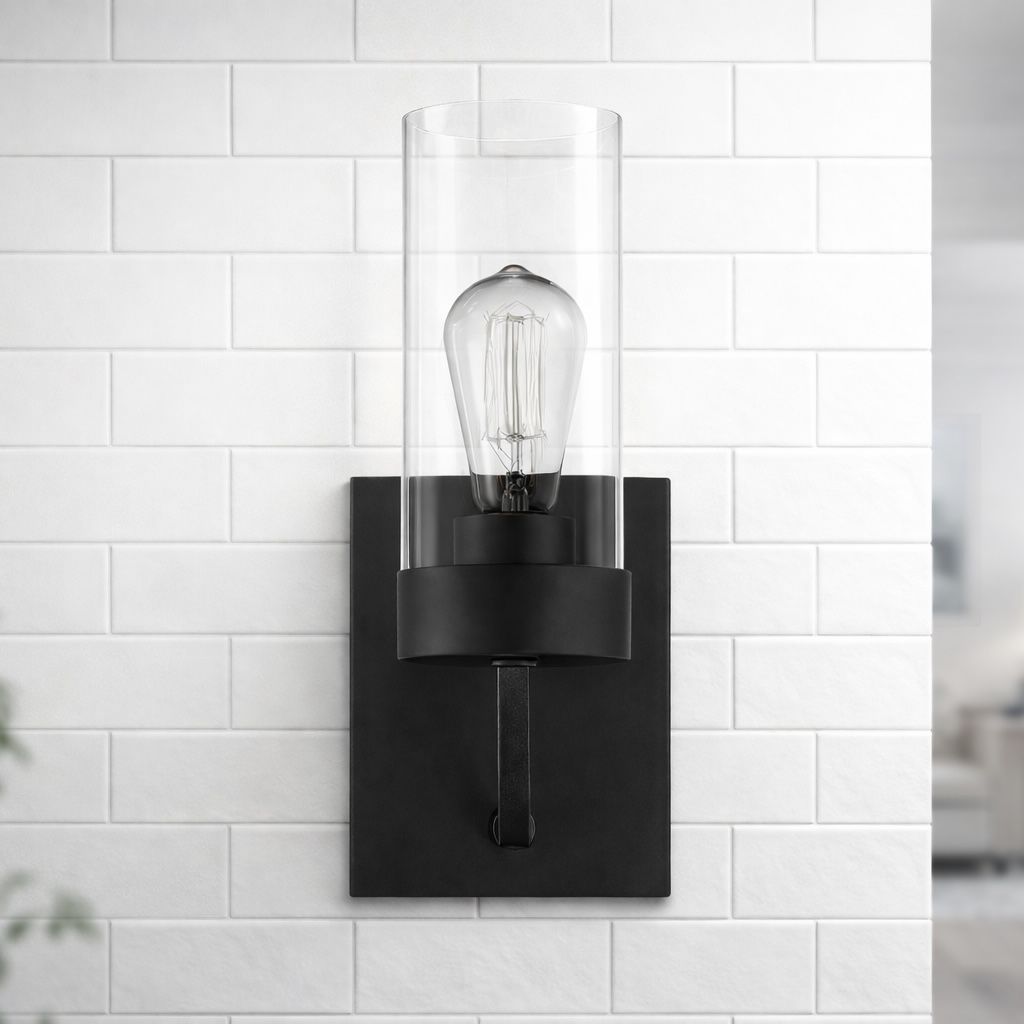 Zephyr - Single Light Sconce - Black / Clear