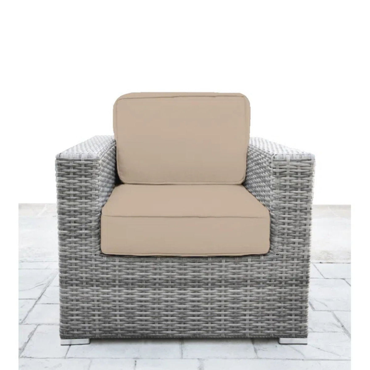 Wicker Seating Group Set With Table And Cushions