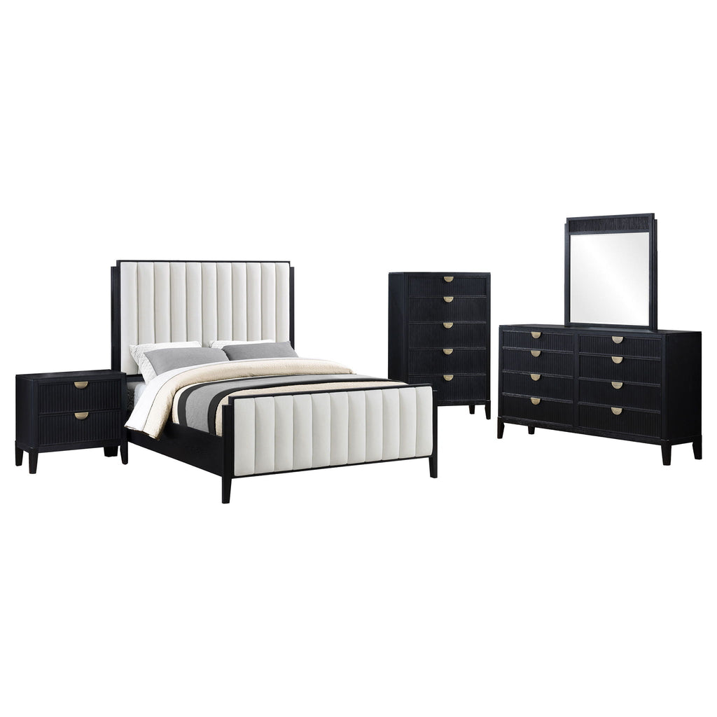 Brookmead 5-piece Upholstered Eastern King Bedroom Set Black