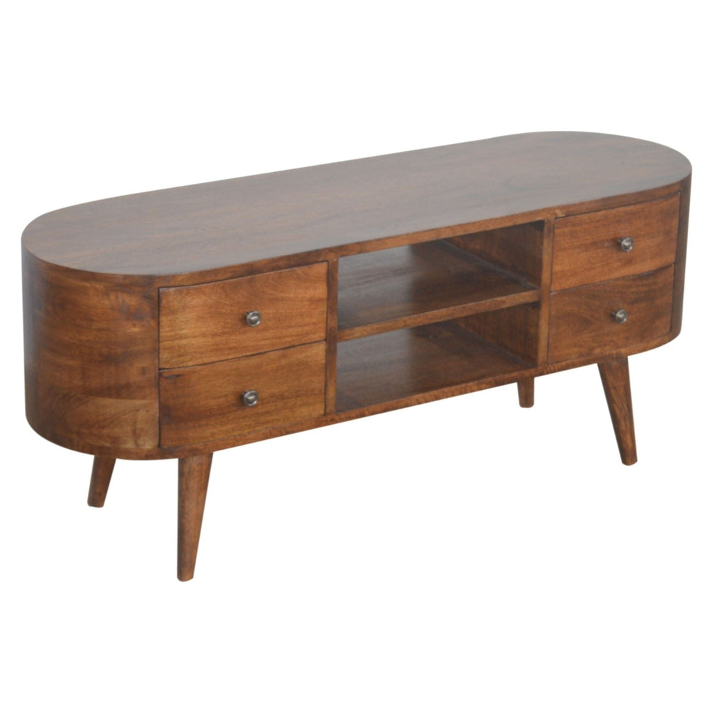 Solid Wood Rounded Entertainment Unit